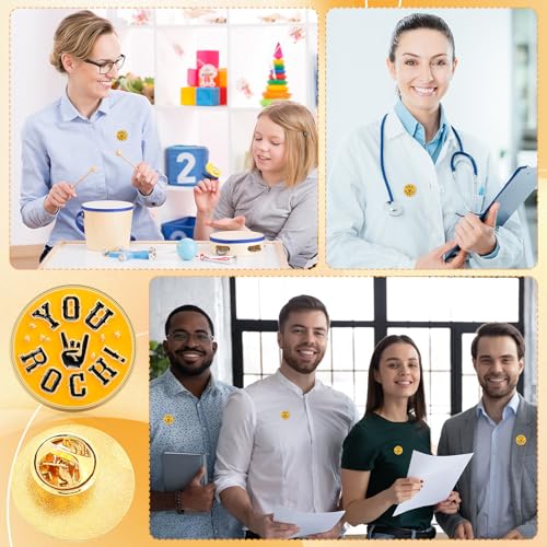 Image of Yunlly 100 Pcs Employee of The Month Lapel Pins Recognition Employee Star Appreciation Enamel Pins Team Gift for Team Staff Volunteer Nurse Teacher Coworkers Award