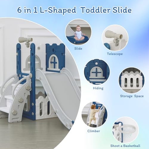 image for LulliSpace 6 in 1 Toddler Slide for Toddler Age 1-3,Kids Climber Slide