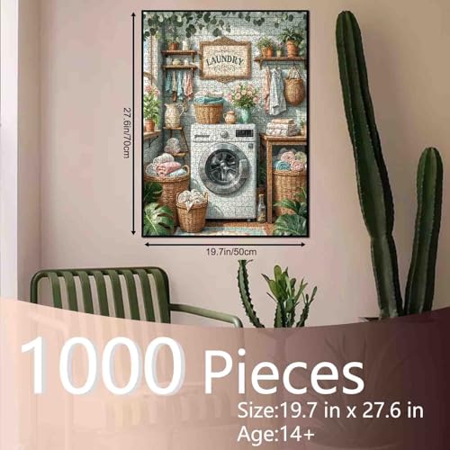 Mother's Day Puzzles 1000 Piezas para Adultos, Escena de Cuarto de Lavado Puzzle para Juegos Familiares Desafiantes DIY Puzzle para Decoración de Pared en Casa Regalos - 19.7 x 27.6 Pulgadas miniatura 2