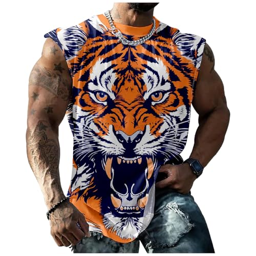 MARSVOVO Men's T-Shirt Sleeveless Tank Top Summer Fashion Cool Graphic Tee Loose Oversized Crew Neck Shirt Quick Dry