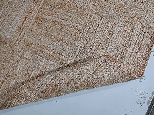 Image of Jute Braided Natural Hand Woven & Reversible Rug for Living Room Kitchen Entryway, Farmhouse Rustic Burlap Carpet Floor Mat (jutebox, 2X8-feet)