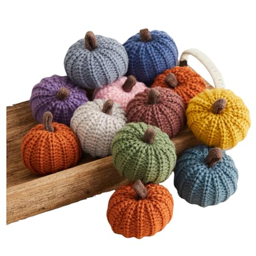 Mini knit pumpkins set of 12 warm pumpkin colors...