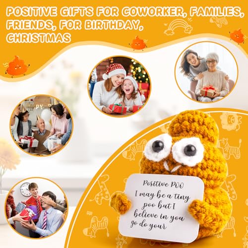 DaretoCares Cute Emotional Support Poop Crochet,Handmade Funny Gag Gifts for Joke,Christmas Day,Family,Friends and White Elephant Gifts for Adults