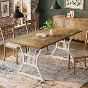 708inchdiningtable68personkitchentablewithheavydutymetallegsfarmhousediningroomtableforkitchenlivingroom Urban Country Home Decor 708 inch dining table 6 8 person kitchen table with heavy duty metal legs farmhouse dining room table for kitchen living room urban country home decor