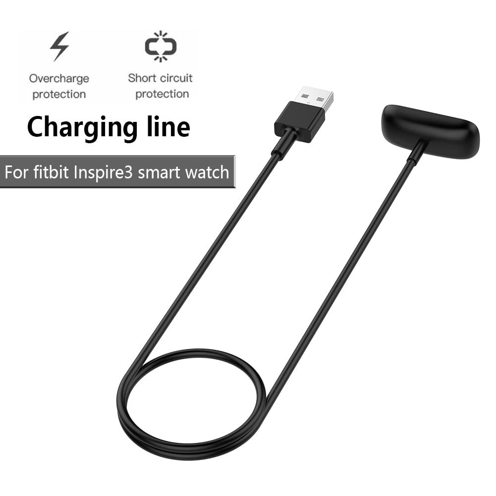 Feysentoe Cavo Di Ricarica Compatibile Con Fitbit Inspire 3 Cable Caricatore Porta USB Cavetto Carica Cavo Caricabatterie USB.1M - Foto 3