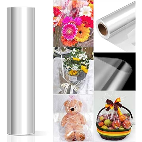 STOBOK Klares Cellophan Rolle Entfaltete Breite 54CM x 30M Transparente Geschenkpapier 2.5 Mil Dicke Folienrolle zum Einwickeln von Geschenk krben, Transparentpapier Blumenfolie Geschenkfolie Cover