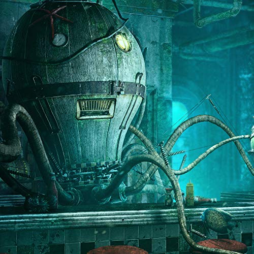 Sharp Shirter Retro Shower Curtain Set Steampunk Bathroom Decor Cool Octopus Scuba Diver Art 71x74 Hooks Included - Image 3