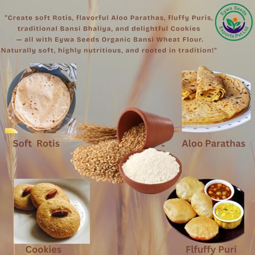 Image of Eywa Seeds & Exports Pvt Ltd Organic Bansi Bhaliya Wheat Flour (5 Kg) For Eating And Cooking |Bansi Bhaliya Daane Atta Produce Of India From Organic Farms |