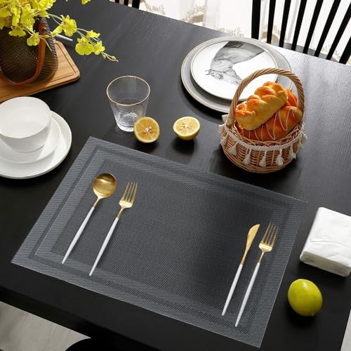 Miniatura 2 de Ipea Manteles Individuales E Mesa Elegantes 45 X 30 Cm Para Cena, Almuerzo, Desayuno - 6 Unidades - Mantel Individual Lavable, Resistente Calor, Antideslizante, Antimanchas Para Mesa De Cocina - Gris
