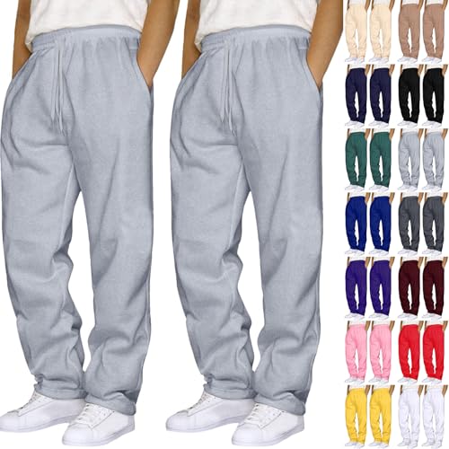 Baggy Sweatpants Men Wide Leg Joggers Pants Fleece Elastic Waist Drawstring Workout Running Trousers with Pockets 2-3 Pack4