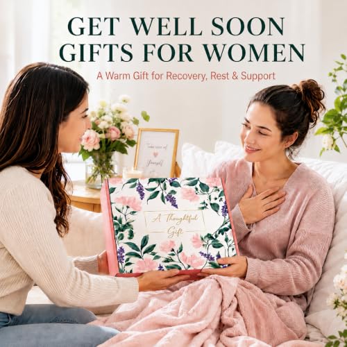 BodyRefresh 10-Piece Gift Basket for Women, Get Well Soon & Thinking of You Gifts for Her, Cozy Self Care Gift Set with Blanket, 20oz Tumbler, Socks, Candle, Bath Bomb for Mom Friend Sister — view 3