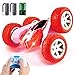 Remote Control Car,VOASTVY 2.4GHZ-4WD Rc Cars,Double Sided 360Degree Tumbling and Rotating Stunt Car with Colorful Lights, Electric Toy Cars are Great Gifts for Boys and Girls (Red)
