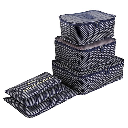 Preisvergleich Produktbild 6 Stück Packing Cubes Packtaschen wasserdichte Koffeorganizer Packtaschen Kleidung Verpackungs Würfel Reisegepäck Veranstalter (3)