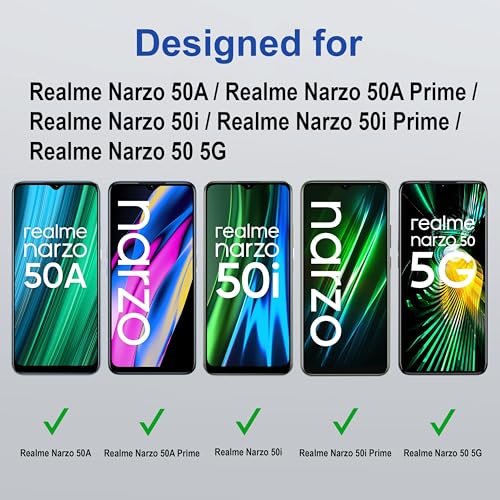 Image of ZAP CASE HD Plus Tempered Glass Screen Protector Compatible For Realme Narzo 50A (Black) Edge To Edge Coverage With Easy Installation Kit