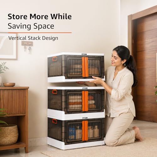 Image of Amazon Basics 3 Units Portable Multipurpose Large Cupboard for Home | Kids Organizer Box for Toys, Almirah for Books & Crockery Unit