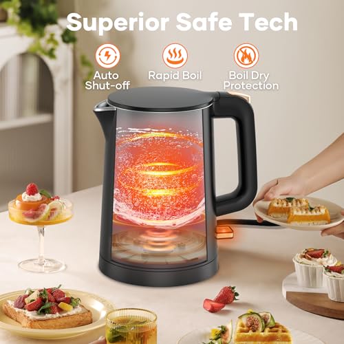 Tetera eléctrica pequeña 0.8L acero inoxidable negro miniatura 7