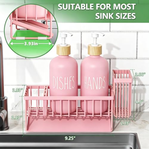 Image of soap Dispenser (Pink Sponge Holder + Pink Bottle)