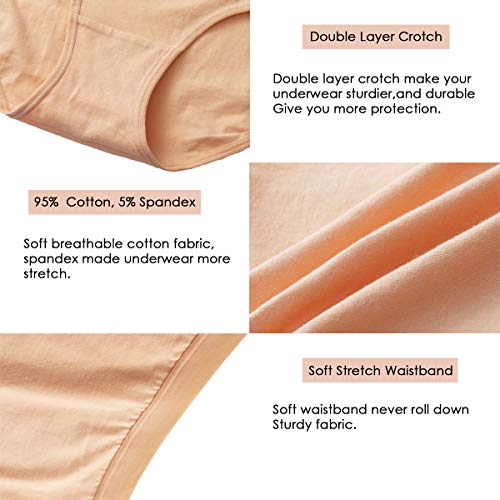 Image of Women's High Waist Cotton Underwear Soft Brief Panties Decorated with Lace Regular and Plus Size