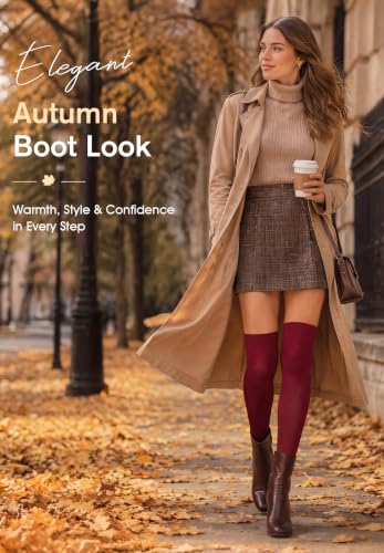 Image of Azue Women Non Slip Thigh High Socks Knee High Boot Stocking Leg Warmers | Soft cotton comfort,Non-slip silicone stay-up fit,Elastic stretch,Vibrant colors for daily wear,Halloween,or cosplay