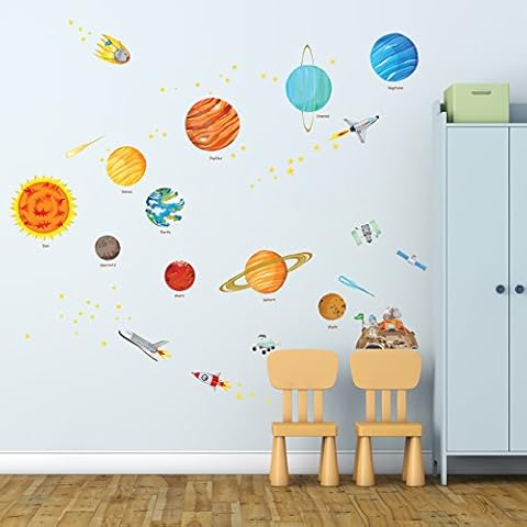 DECOWALL DS9-1501S Solar System Kids Wall Stickers Cover
