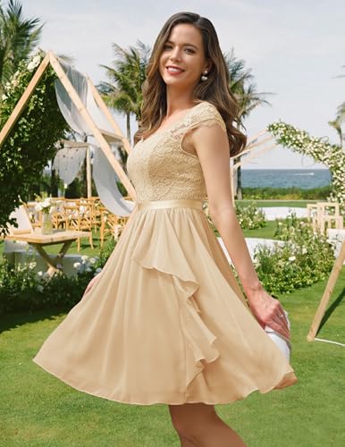Image of Wedtrend Women's Bridesmaid Dresses Short Prom Dress Ruffle Semi Formal Cocktail Dresses Floral Homecoming Dress