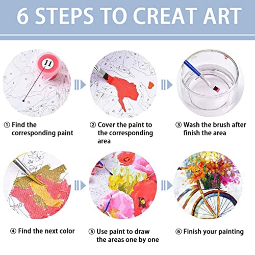 Paint By Numbers For Adults And Kids Beginner,Bicycle Floral Paint By Number Kits On Canvas, Without Frame Diy Paint By Numbers For Kids Ages 8-12, Home Wall Decor(15.7X19.7Inch) #TOP4