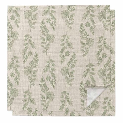 Servilletas de Tela Verde Floral 20x20 Pulgadas Set x2 miniatura 1