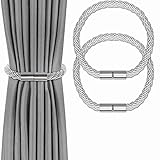 2 Stück Starke Magnetische Vorhang Raffhalter Moderner Einfacher Stil Drape Raffhalter Praktische Dekorative Webseilvorhanghalter für Dünne oder Dicke Fenstervorhänge zu Hause und im Büro (Silbergrau)