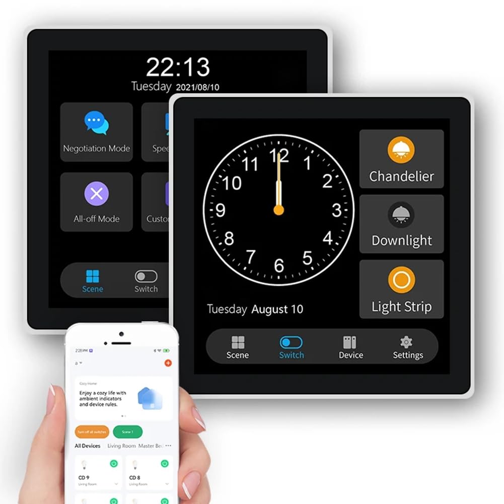 Tuya T3E Panneau de Commutation à Écran Tactile Panneau de Contrôle Intelligent EU Interrupteur Mural Intelligent Zigbee pour Maison Intelligente, Blanc