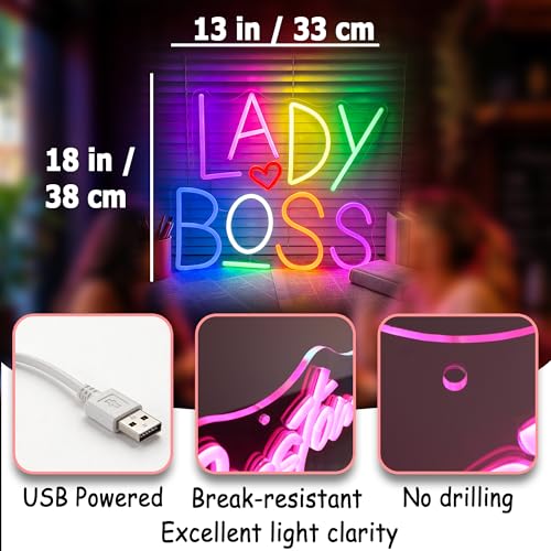 Image of Neon Sign Led Neon Lights Signs for Wall Decor USB Powered Led Signs for Room Decoration-Lady Boss