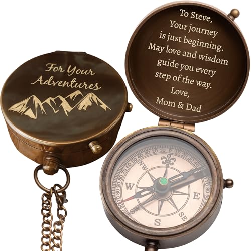 Custom Engraved Compass Gift for Men – Personalized Brass Pocket