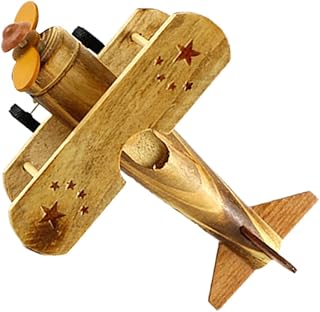 Angoily 1PC Vintage Wooden Plane Model Decor Creative Construction Craft Handmade Desktop Ornament for Home Bar Office Unique Present for Friends