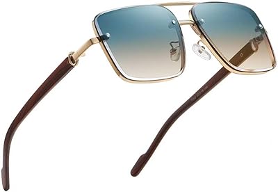 Classic Mens Sunglasses Fashion Square Gold Frame Shades for Men UV 400 Protection Sunnies(7563)