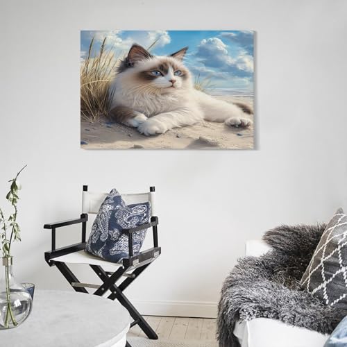 Ragdoll chat impression sur toile affiche decoration murale 50x75