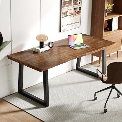 Sihtengxxhongs Solid Wood Computer Desk,Rustic Style 55-inch Large Office Desk- Modern Gaming...