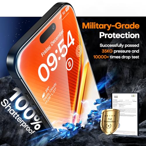 Image of TAURI 3 Pack for iPhone 17 Pro Screen Protector 6.3 inch with Auto-Installation Tool, Tempered Glass, Scratch-Resistant, [Military Grade Protection] Film