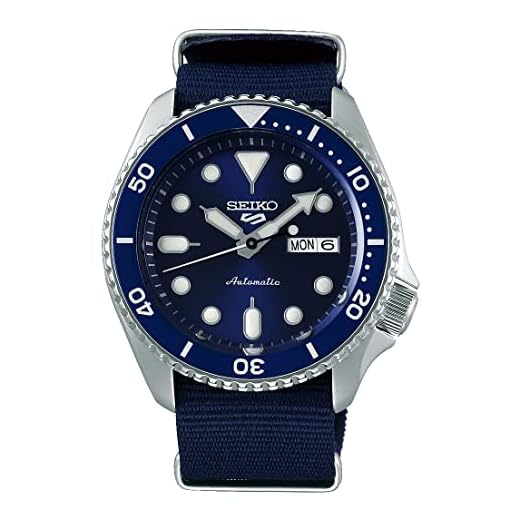 SEIKO Relógio masculino analógico automático 5 esportivo, Azul, 1K2