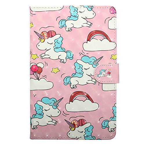 Hülle kompatibel mit Samsung Galaxy Tab A 8.0 T380 T385,Ultra Dünnes Smart Case Cover Stilvoll 3D Effekt Rosa Pferd Wolke Ballon Muster