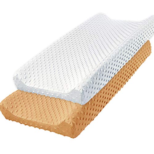 Image of Owlowla Changing Pad Cover, Soft Minky Dots Changing Table Sheets for Baby Boy and Girl 2Pack(White/Classic Brown)