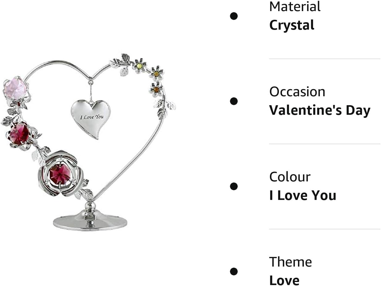 Crystocraft Love Heart Ornament With Bohemian Crystals Gift Boxed Red & Pink Crystals Silver Chrome Plated Figurine For Mum Nan Sister Friend Daughter Valentines Day Present (I Love You) - Image 3