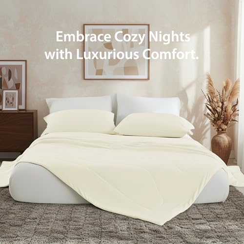 Cooling Comforter King Size, Cooling Blankets for Hot Sleepers, Lightweight Comforter for Summer, Soft Q-Max>0.4 Breathable Cold Blanket for Sleeping, 108x90, Ivory — view 2