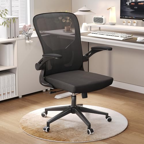 Image of Ergonomic Office Chair, Adjustable Lumbar Support Desk Chair | Computer Chair with Flip-up Armrests and High Back Breathable Mesh, Rolling Swivel Comfy Gaming Chair (350LBS, Black)