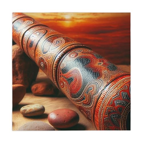 Didgeridoo Inspired Polyester Tablecloth - 55x55in - Aboriginal Culture Theme