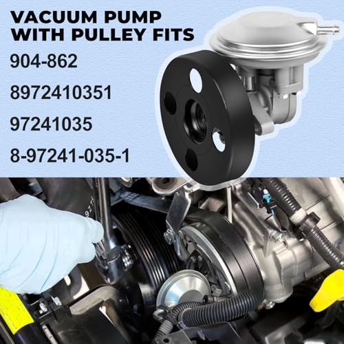 QKVCX Vacuum Pump with Pulley 904-862 Compatible with 1995-2020 Isuzu NPR NPR-HD Gas V8 L96/LQ4 MPI L31/ LQ4 L05 L96 3.0L 3.9L 4.8L 5.2L 5.7L 6.0L Replace 972410351,904-862,97241035,8-97241-035-1 by QKVCX - Image 3