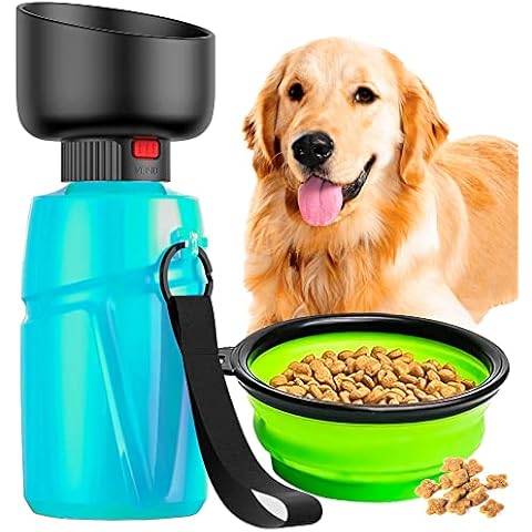 Genérico Bebedero Perro Portatil de 600 ML con Dispensador Comida Perros Cover