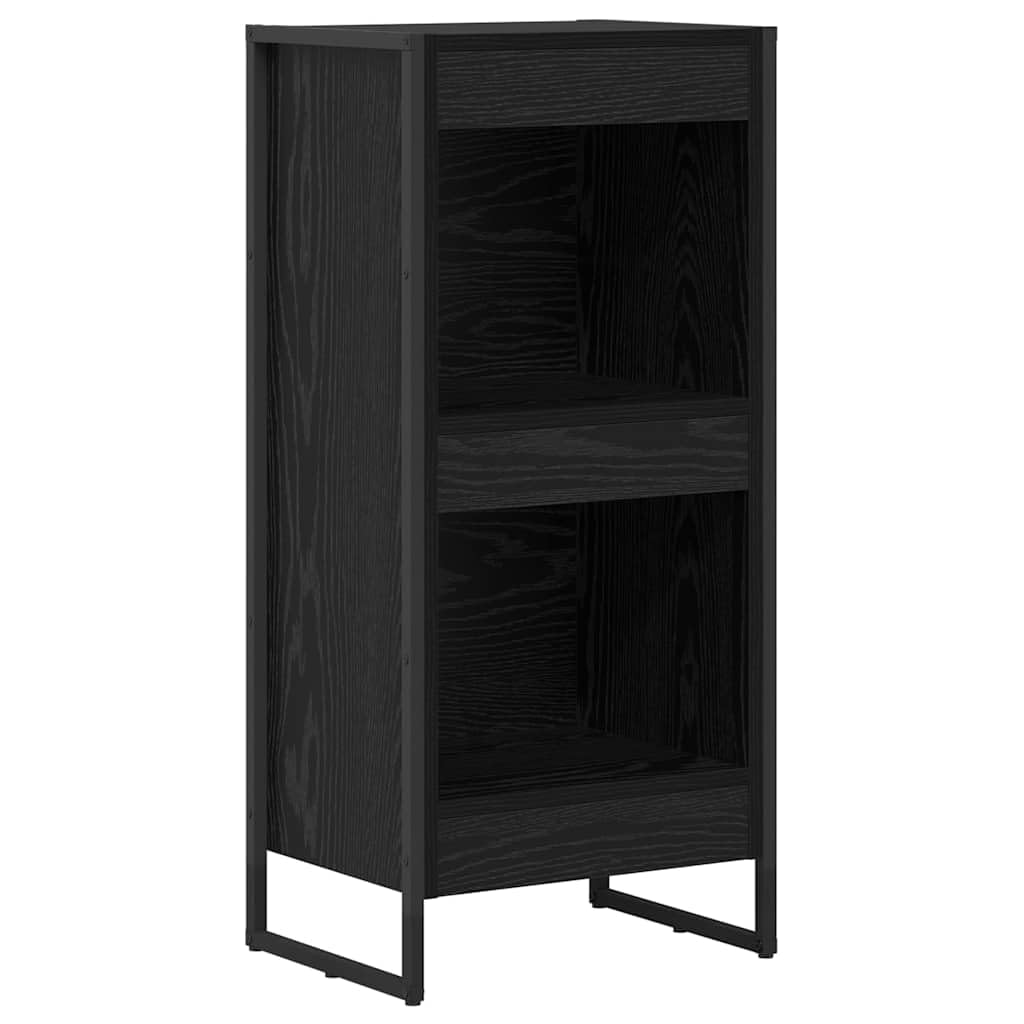 Regał na książki o wyglądzie czarnego dębu, 80 x 30 x 155 cm, materiał drewnopochodny ze stalowymi nogami, przemysłowy regał stojący do salonu i biura, nowoczesny regał na książki