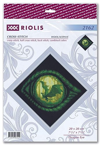 Image of RIOLIS - Dragon Eye 2162, Cross Stitch Kits 7 inch x 7 inch, Cross Stitch Kits for Beginners & Advanced, Crossstitching Kit Adult, Embroidery Counted Stitching Kit