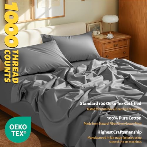 image for Shilucheng 100% Egyptian Cotton Sheets Set - 1000 Thread Count，Luxur