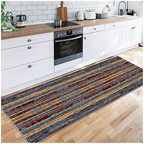 Siunwdiy Hallway Runner Custom Length Retro Multicolor Print Long Carpet Runners Corridor Rug Non Slip Modern Washable Kitchen Mat,Width 60cm/70cm/80cm/100cm/120cm/140cm,Colored,60x120cm Cover