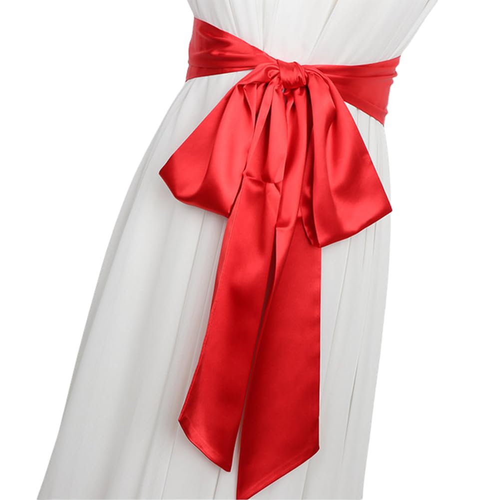 VASANA 250x9.5 cm/98.4x3.74 inch Red Silk Sash Belt Long Sash Waist Belt Double Side Dress Clothing Accessory for Women Bridal Wedding Bridesmaid Special Occasion - Image 4